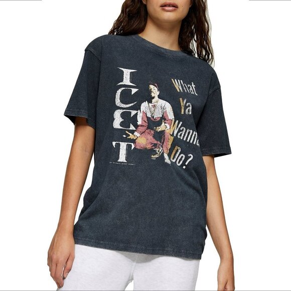 And Finally Top Shop Ice T What Ya Wanna Do graphic t-shirt gray new Medium - Picture 1 of 6